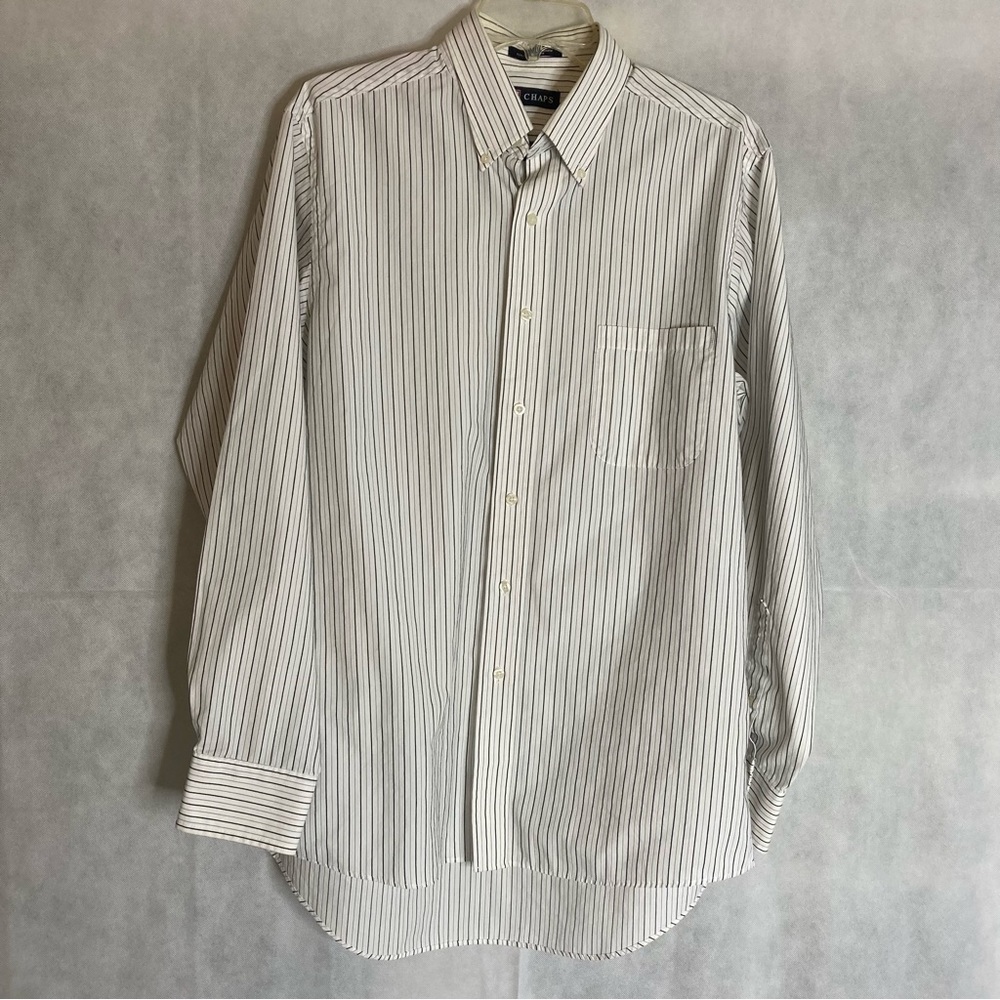 Chaps men’s button up button down stripe dress shirt large